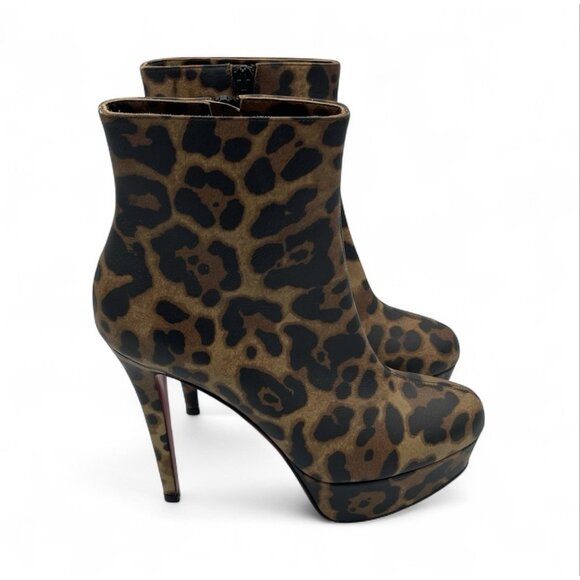Christian Louboutin Bianca Leopard Print Platform Booties 120 Size EU 37 US 7 - Picture 2 of 11